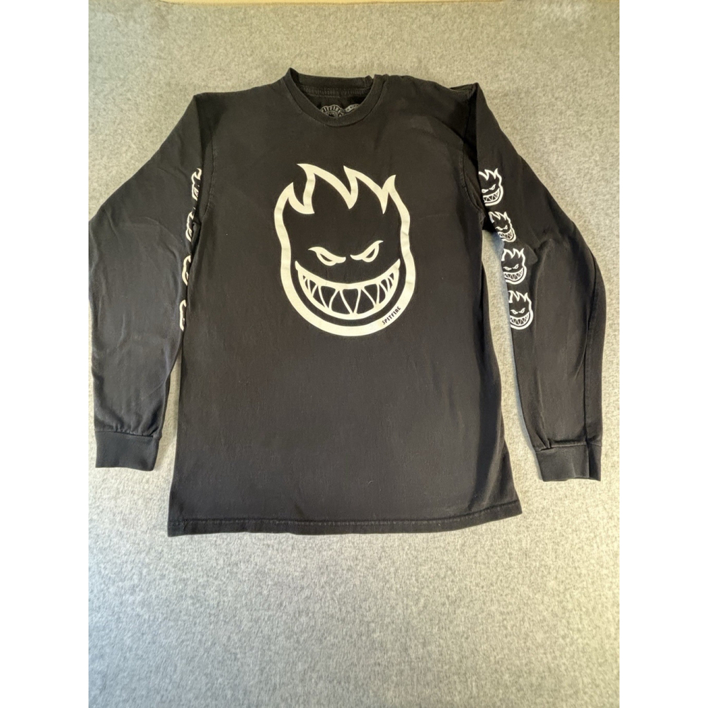 Spitfire Wheels Bighead Flame Logo Long Sleeve Shirt Black Medium